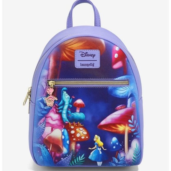 Loungefly Handbags - Loungefly Disney Alice In Wonderland Mini Backpack Caterpillar Mushrooms Bag